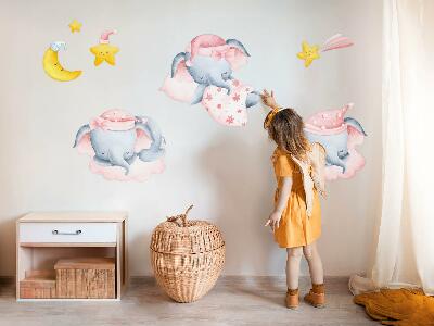 Nálepka 60x82 Sloni a mraky v pastelovém akvarelovém stylu