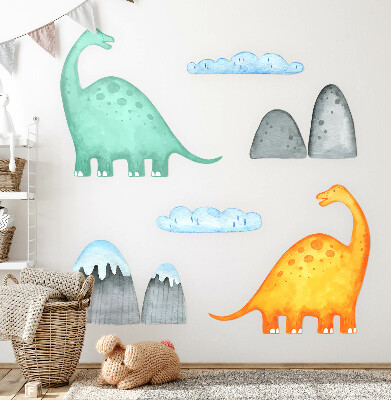 Samolepka na zeď 60x103 Dinosauři v pastelových akvarelových krajinách