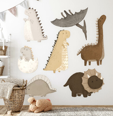 Nálepka na zeď 60x85 Pastelové roztomilé dinosaury v boho stylu