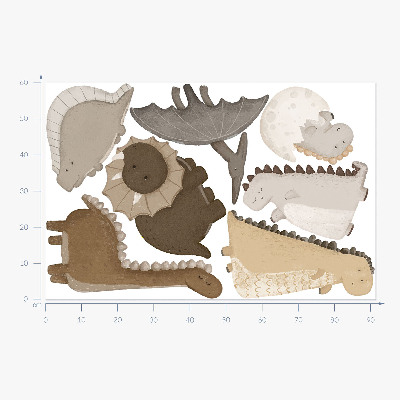 Nálepka na zeď 60x85 Pastelové roztomilé dinosaury v boho stylu