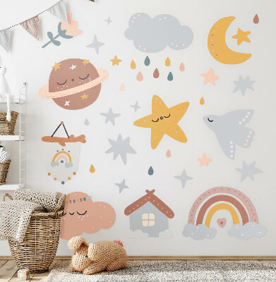 Nálepka 60x77 Boho v pastelových odstínech oblohy a vesmíru