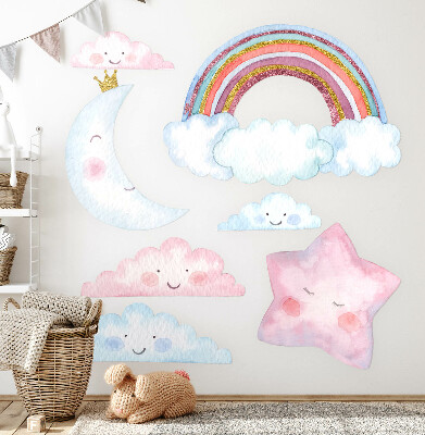 Nálepka na zeď 60x69 Pastelové magické nebe ve stylu akvarelu