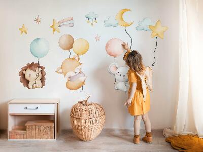 Nálepka 60x92 Rozkošná boho zvířátka s pastelovými balónky