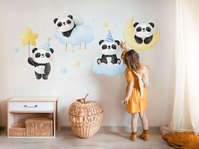 Samolepka 60x88 Roztomilé pandy na pastelové obloze v akvarelu