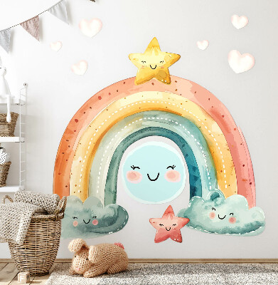 Nálepka na zeď 60x72 Pastelová duha s hvězdami v přírodě