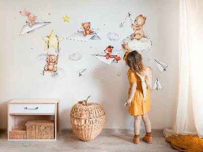Nálepka 60x92 Akvarel roztomilá zvířátka v pastelech