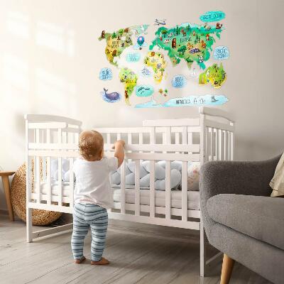 Nálepka 60x87 Barevná mapa světa s kontinenty a přírodou