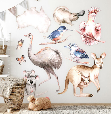 Nálepka na zeď 60x81 Australská fauna v jemných pastelech