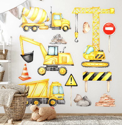 Nálepka 60x88 Konstrukce - stroje a vozidla v akvarelu