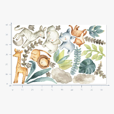 Nálepka 60x105 Rozkošná zvířátka v pastelovém boho stylu
