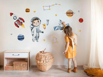 Nálepka na zeď 60x72 Vesmírná cesta malého astronauta v akvarelu