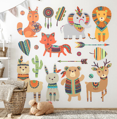 Nálepka 60x74 Pastelové ilustrace boho zvířat