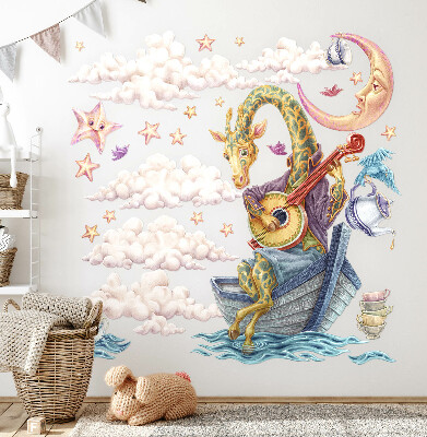 Nálepka 60x83 Pastelová zvířata v kresleném stylu