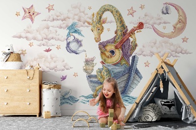 Nálepka 60x83 Pastelová zvířata v kresleném stylu