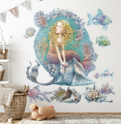 Samolepka 60x67 Mořská panna v pastelovém podmořském světě