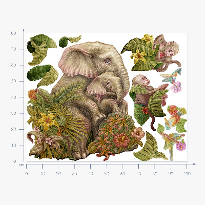 Nálepka 80x100 Safari s exotickými zvířaty a vegetací