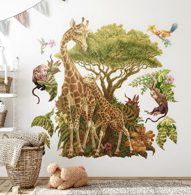 Samolepka na zeď 80x120 Safari v pastelové verzi divoké přírody