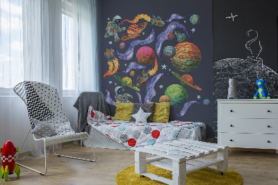 Samolepka 80x124 Raketové cestování vesmírem s astronauty a planetami