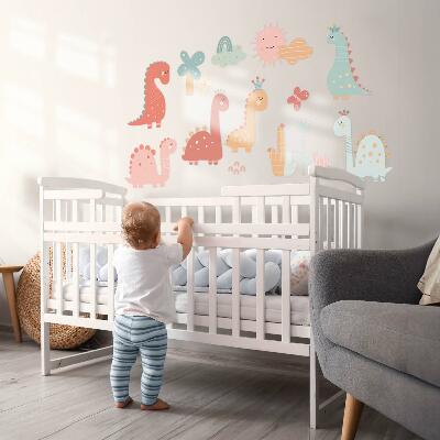 Samolepka 80x122 Pastelový svět dinosaurů v boho stylu