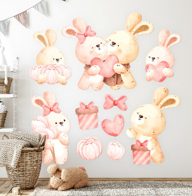 Nálepka 80x110 Rozkošní zajíčci v pastelové rodině