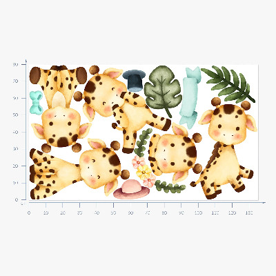 Nálepka 80x135 Pastelové žirafy ve stylu akvarelu safari