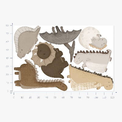 Samolepka na zeď 80x122 Pastelové roztomilé dinosaury v boho stylu