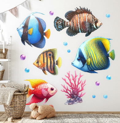 Nálepka 80x122 Podmořský svět barevných akvarelových ryb
