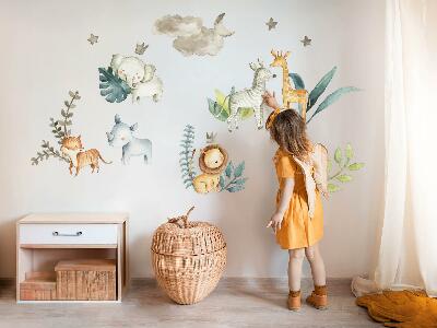 Nálepka na zeď 80x127 Rozkošná zvířátka v pastelovém boho stylu