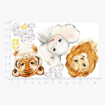 Nálepka 80x127 Zvířata v oblacích ve stylu akvarelu