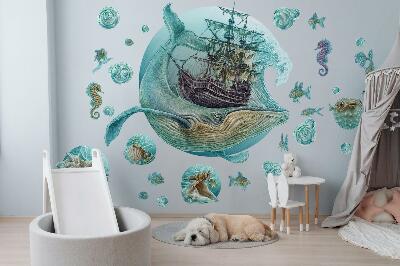 Nálepka 80x94 Podvodní království s kreslenou lodí
