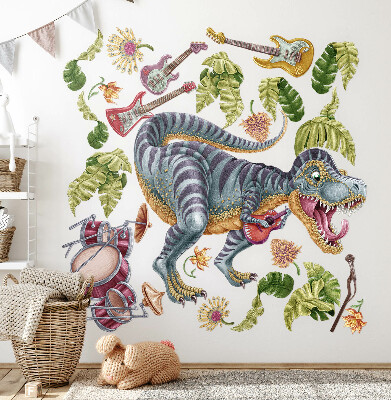 Samolepka 80x119 Hudební dinosauři v pastelových barvách