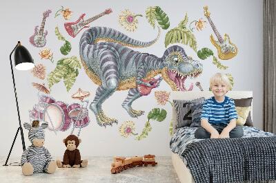 Samolepka 80x119 Hudební dinosauři v pastelových barvách