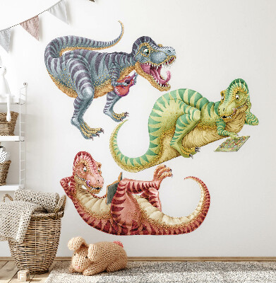 Samolepka na zeď 80x121 Barevní dinosauři v kresleném pastelovém stylu