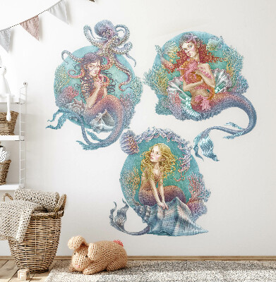 Samolepka na zeď 80x102 Podvodní pohádky s malými mořskými vílami v pastelu