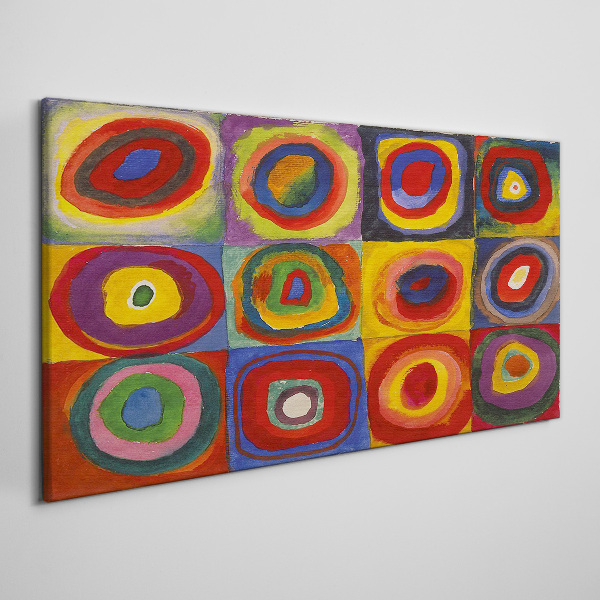 Obraz na plátně Barevné studio: Čtverce se soustřednými kruhy Kandinsky