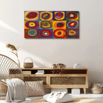 Obraz na plátně Barevné studio: Čtverce se soustřednými kruhy Kandinsky