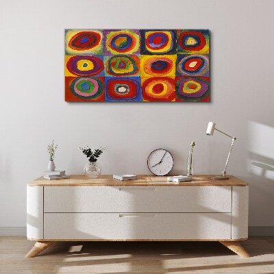Obraz na plátně Barevné studio: Čtverce se soustřednými kruhy Kandinsky