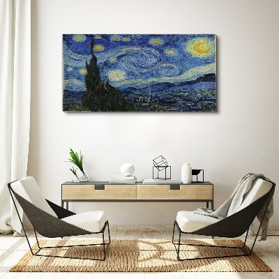 Obraz na plátně Hvězdná noc nad Rhonou
