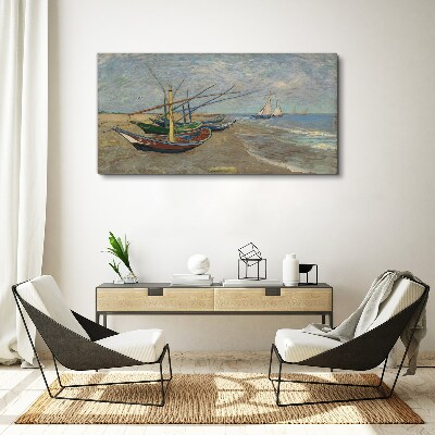 Obraz na plátně Lodě na pláži van Gogh