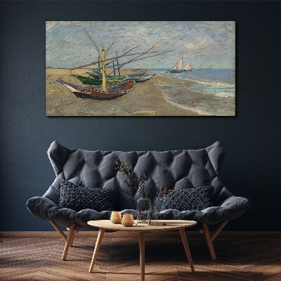 Obraz na plátně Lodě na pláži van Gogh