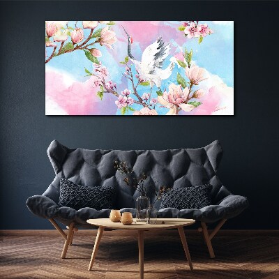Obraz na plátně Větve květiny zvířecí pták