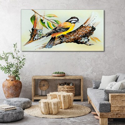 Obraz na plátně větev listy zvířecí pták