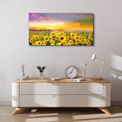 Obraz na plátně Západ slunce žluté květy