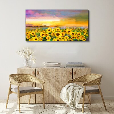 Obraz na plátně Západ slunce žluté květy