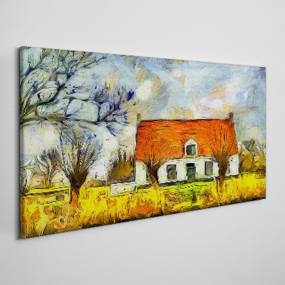 Obraz na plátně Abstrakce vesnice dům strom
