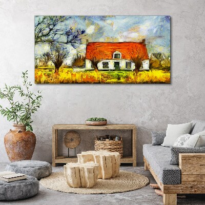 Obraz na plátně Abstrakce vesnice dům strom