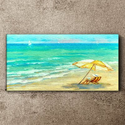 Obraz na plátně Pláž moře vlny deštník
