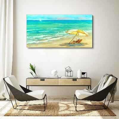 Obraz na plátně Pláž moře vlny deštník