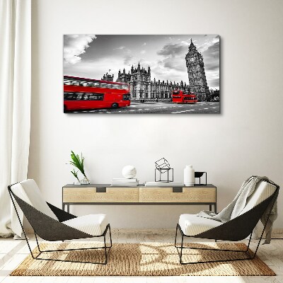 Obraz na plátně Londýnské oční červené autobusy