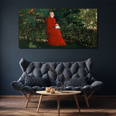 Obraz na plátně Žena stromy keřů